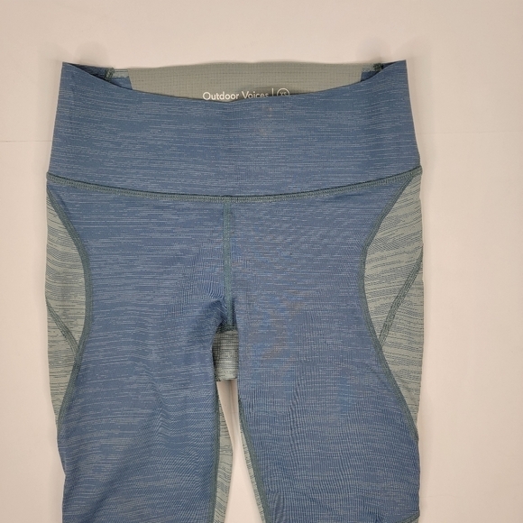 Outdoor Voices Sz XS Leggings Back Pocket Blue Gray Colorblock - Picture 2 of 6